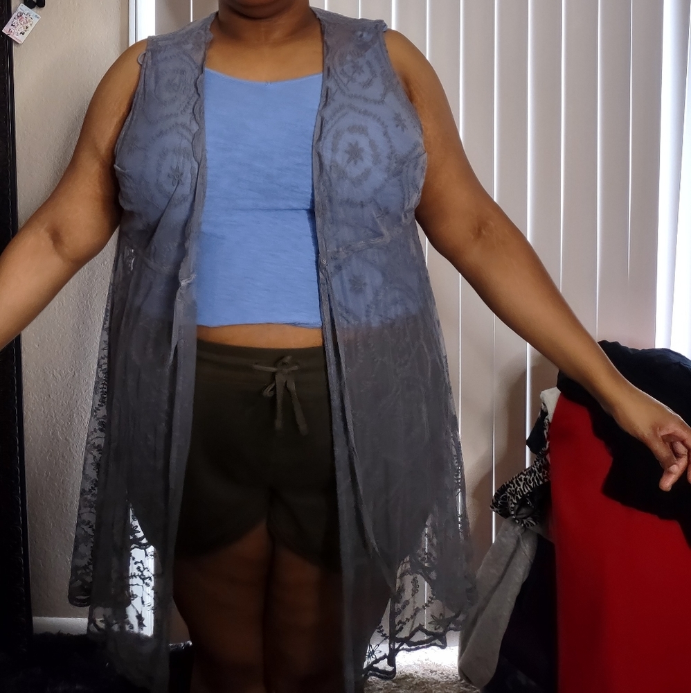 Maurices blue lacy sleeveless vest